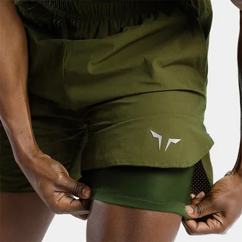 2024 NEW Fitness Men Gyms Shorts Workout Male Breathable 2 In 1 Double-deck Quick Dry Sportswear Jogger Beach Shorts Men 1