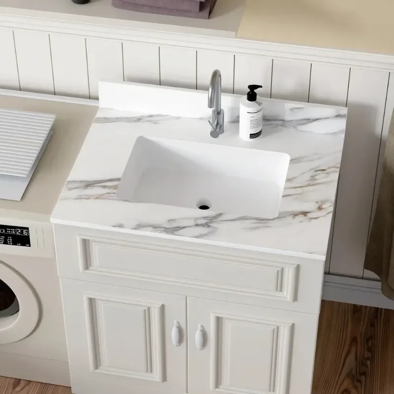 31-inch Marble Dressing Table Bathroom Cabinet Light Luxury Wash Basin Bathroom Combination Slate Integrated Basin Wash Basin 3
