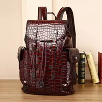 2024 New Luxury Brand Real Genuine Leather Men Alligator Backpacks Student Backpack Boy Luxury 15.6 Inch Computer Laptop Bag 1