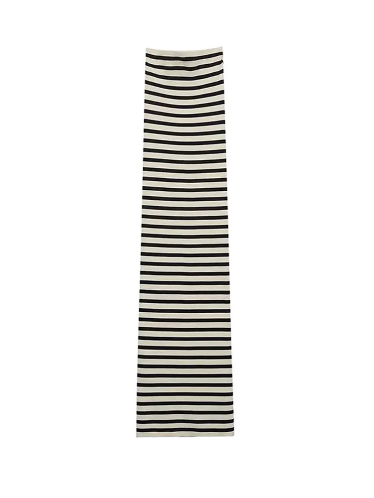

Striped Knit Long Bra Dress Women Backless Sleeveless Slim Fit Wrap Hip Robes 2023 Summer Popular Female Party Club vestido