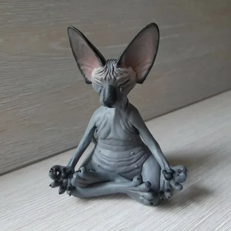 New Meditation Yoga Happy Cat Whimsical Buddha Sphinx Figurine Art Decor Sculpture Outdoor Garden Statue Home Decoration Crafts