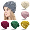 Winter Warm Knitted Hat Satin Lined Hairstyle Protection Beanie Hats Soild Color Outdoor Windproof Women Snow Skiing Caps 2