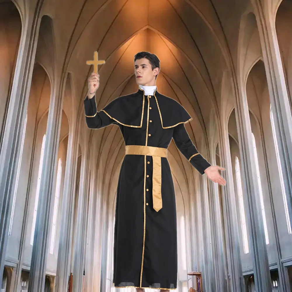 

Halloween Pastor Cosplay Costume Roman Religious Pope Performance Costume Christian Pastor Cosplay