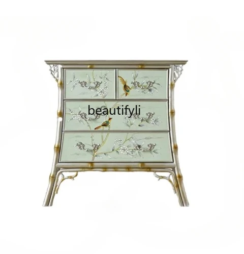 

Modern Minimalist Painted · American Retro Art Four-Bucket Bamboo Cabinet Home Small Apartment Storage Cabinet furniture