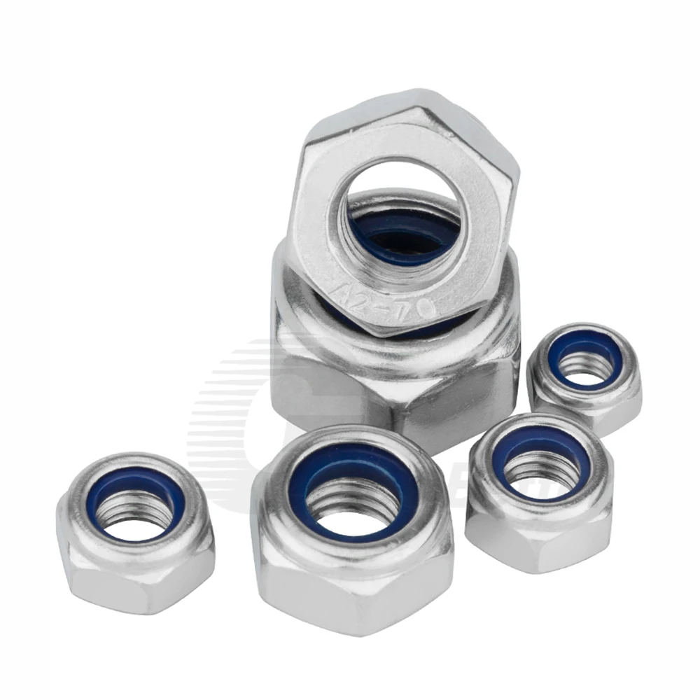 

5/10/20/50/100Pcs M2 M2.5 M3 M4 M5 M6 Grade 8 304 Stainless Hex Locknut Nut Locknuts With Nylon Insert