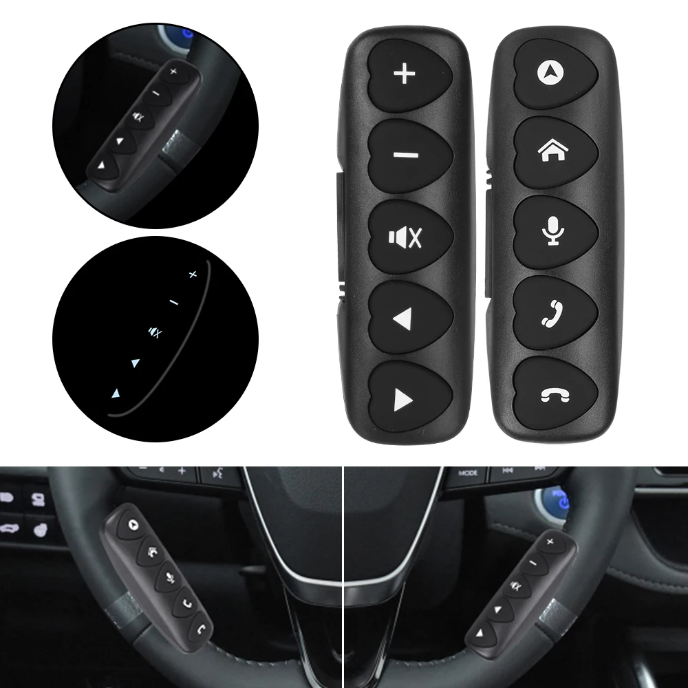 

Bluetooth-compatible Wireless Controller Buttons Multifunction Luminous 2Pcs DVD Navigation Car Steering Wheel Remote Control