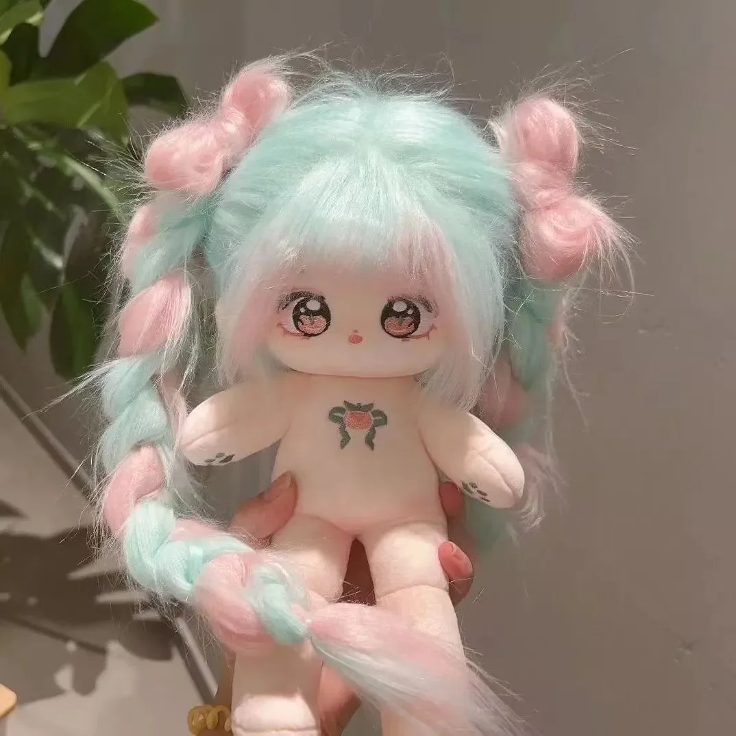 

25cm Kawaii Peach Girl Two-tone Braids Long Leg No Attributes Plush Stuffed Special Doll With Skeleton Body Plushie Gift