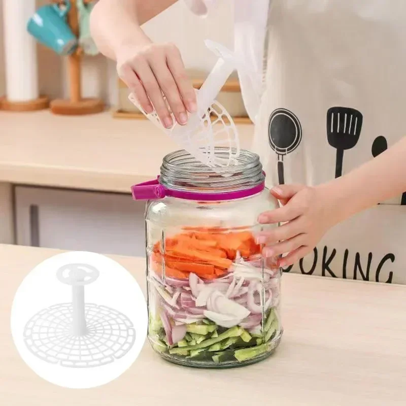 Pickle Jar Press Plastic Holder For Compaction In Kimchi Jar Pickle Tool Korean Home Making Kimchi Kitchen Gadgets 5.9/7.4In