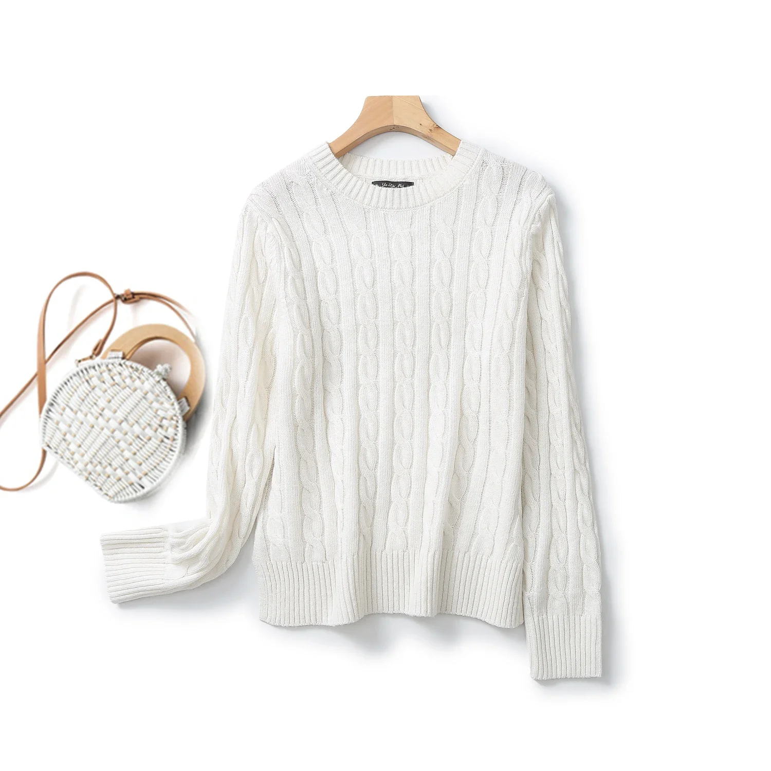 

Ethereal MD 2024 new style of French sweet lady commuter style twist knit crewneck sweater sweater