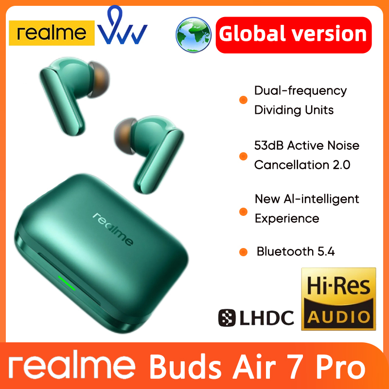 Global Version realme Buds Air 7 Pro TWS Earphone 53dB Active Noise Cancelling LHDC 5.0 48H Battery life Original