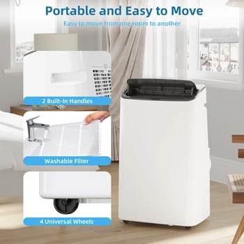 14000 Btu Air Conditioner Portable for Room Up to 750 Sq.Ft 24H Timer 3-In-1 Quiet Ac Unit As Cooler Dehumidifier Fan 5