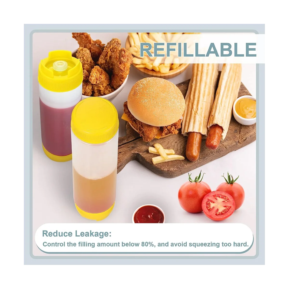 16Oz Inverted Plastic Squeeze Bottles, Refillable Tip Valve Dispenser Condiment Squeeze Bottle for Sauces Ketchup