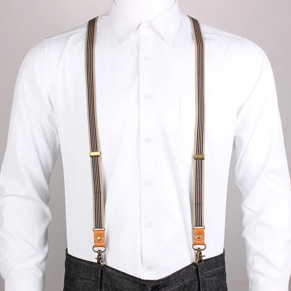 

Color For Women Stripe For Men Performance 3 Hooks Suspenders Clips Adjustable Braces Hanging Pants Clip Tie Suspenders