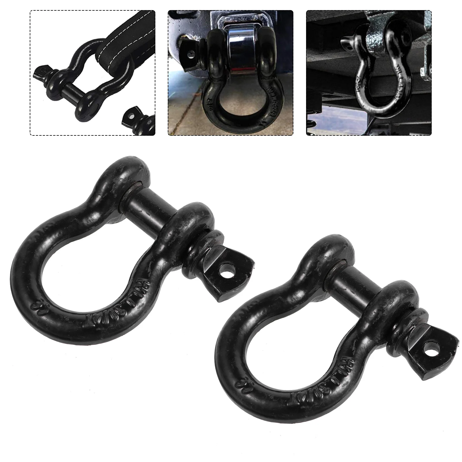 

2 Pcs D Ring Shackles Tow Winch Shackles Recovery Off-Road Shackle Heavy D Ring