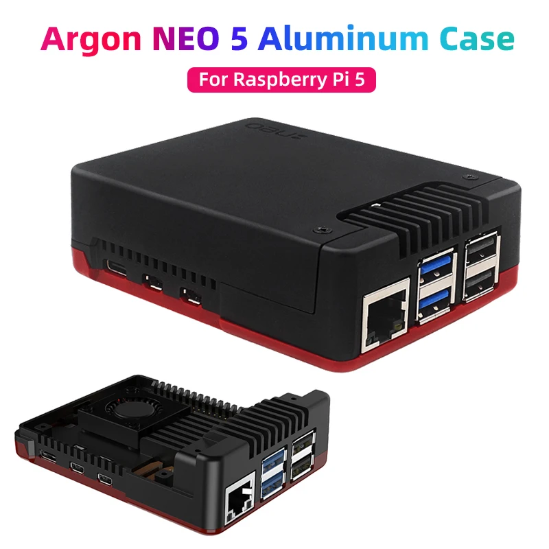 Estojo de Alumínio para Raspberry pi Argon Neo Embutido 30 mm Ventilador Pwn Aletas de Resfriamento Passivo Ventilação de Escape para Rpi Casca Bred