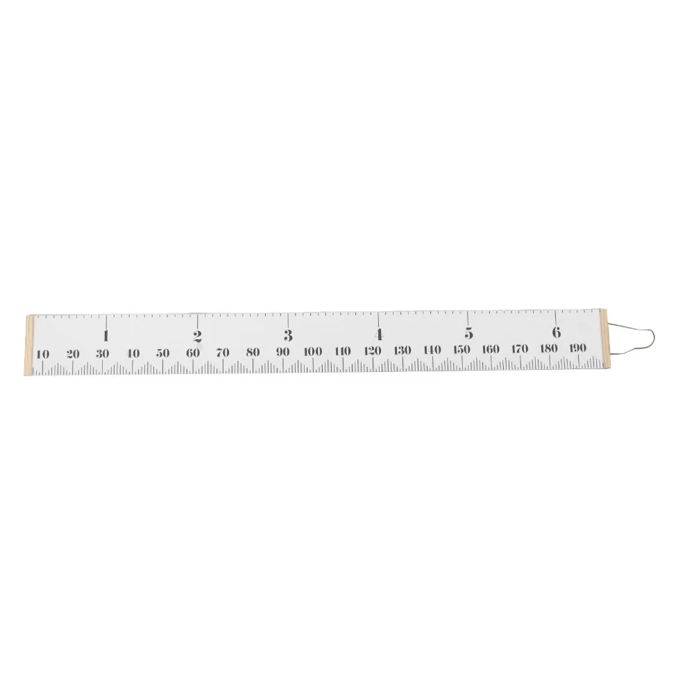 Dual Scale Pine Wood Canvas Height Chart - Black & White Growth Measuring Ruler