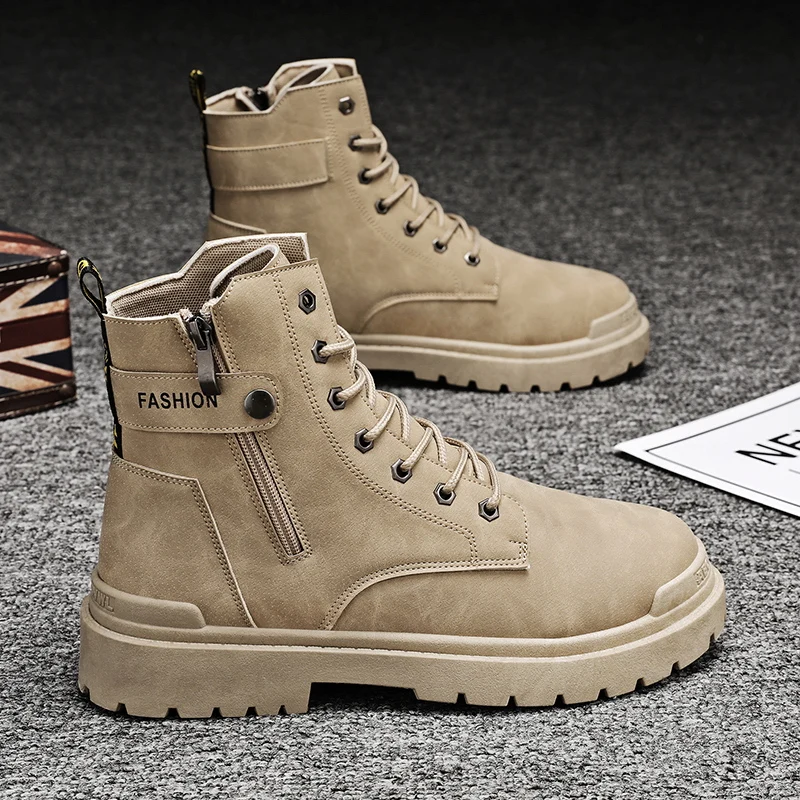 

2024 Fashion Spring Mens Ankle Shoe Comfortable Martin Boots Luxury Brands Classic Design High Quality Men High-top Casual Shoes