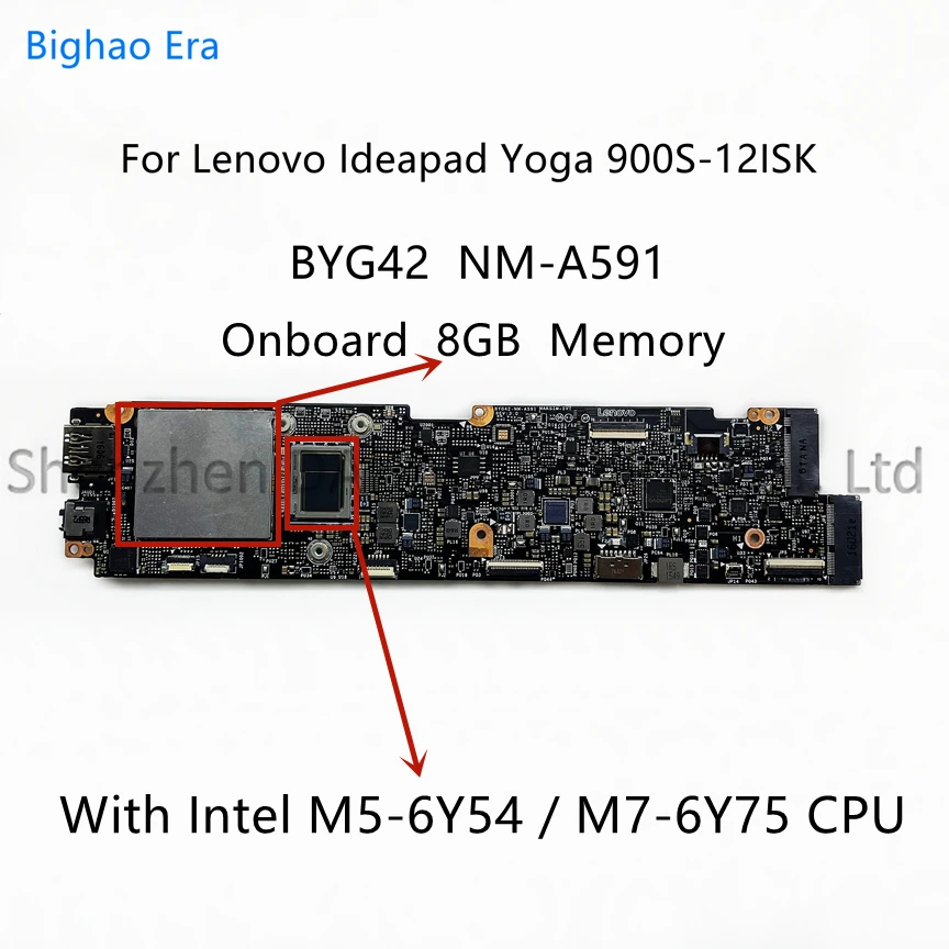 

BYG42-NM-A591 For Lenovo Yoga 900S-12ISK Laptop Motherboard With M5-6Y54 M7-6Y75 CPU 8GB Memory Fru:5B20K93803 5B20K93811