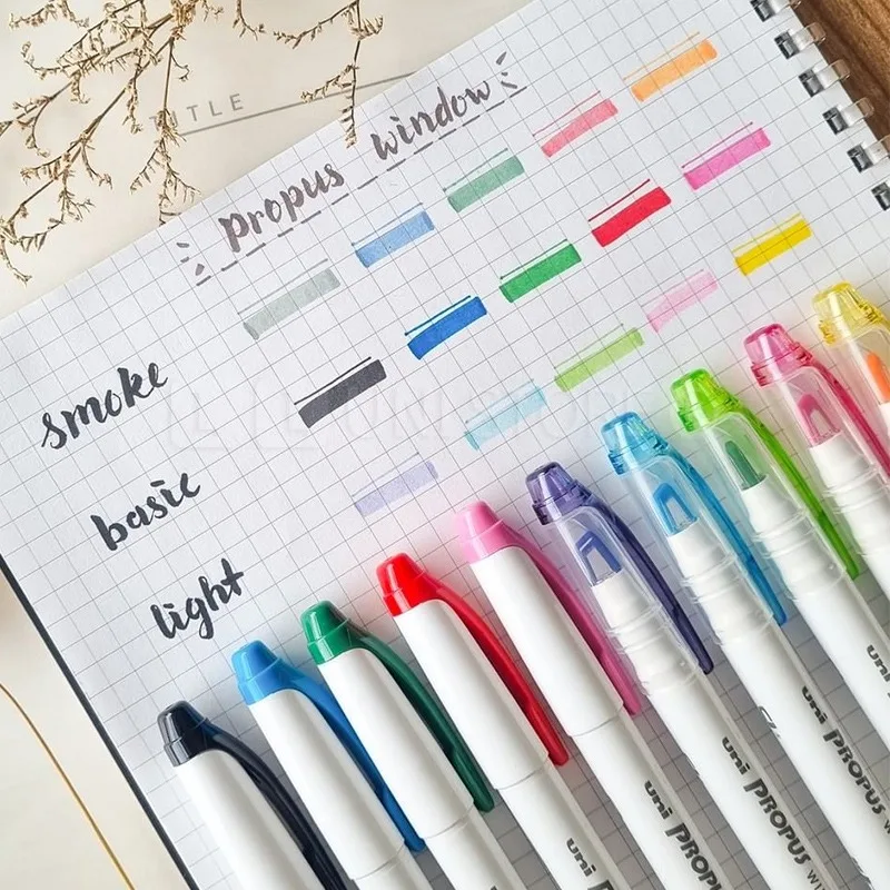 Japan Uni Highlighters Pen Set 102T/103T Windowable Double Tip Handbook Fluorescent Marker Pretty Supplies marcadores de colores