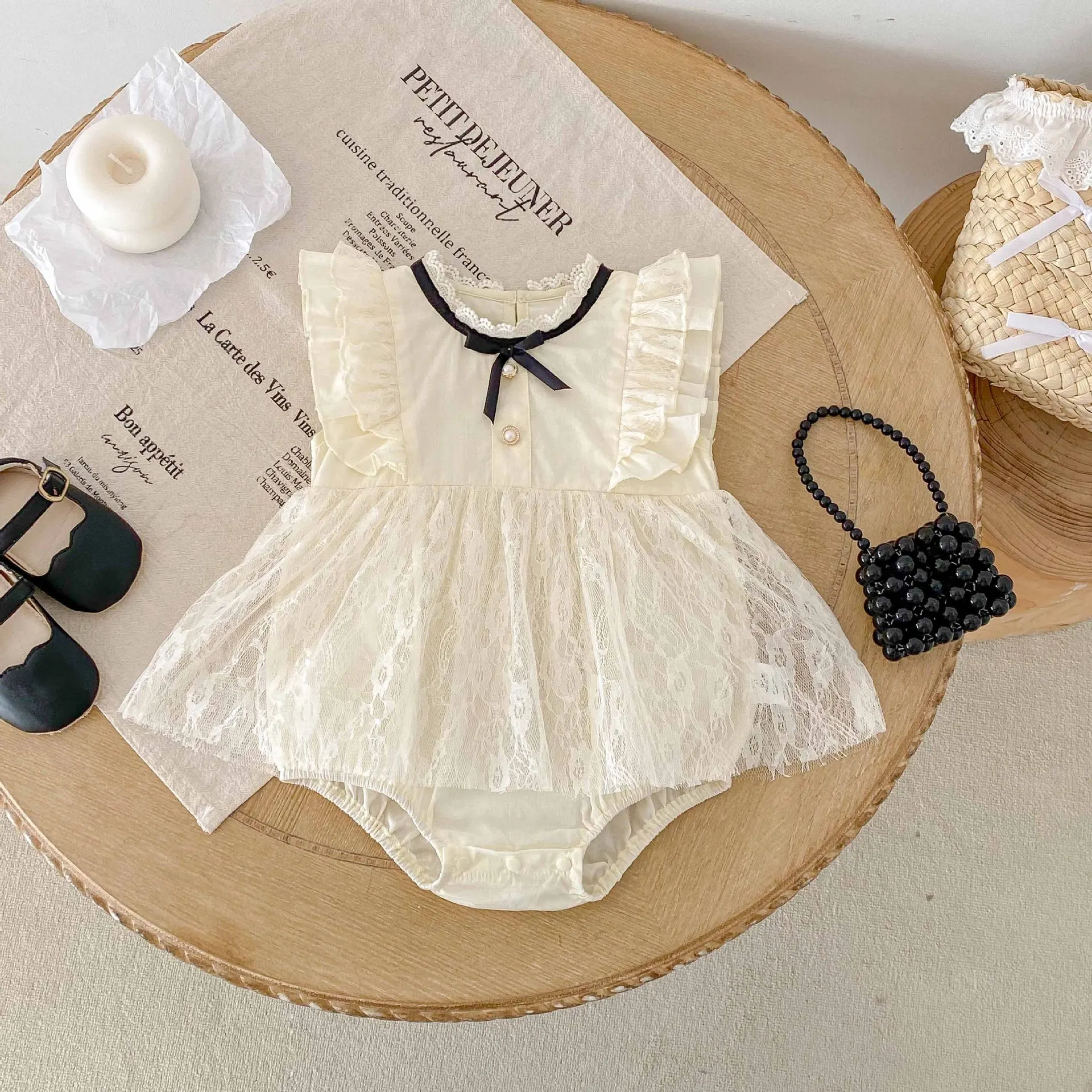 Baby Girls Summer Thin Bodysuit Jumpsuit Lace Skirt