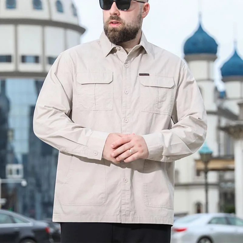 남성용 긴팔 코튼 블라우스 및 셔츠, 고급 고급 셔츠, 전술 의류, 카디건 버튼, 격자 무늬, 소셜