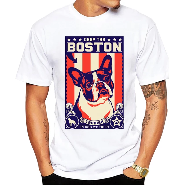 TEEHUB Vintage Boston Terrier Plakat Drukowane Męskie T-shirty Haruku Casual T-shirty Krótkie Rękawy T-shirty Fajne Tee_voghion.com