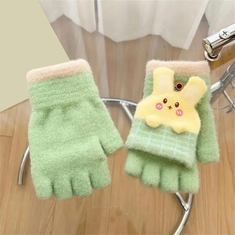 Children's Half Finger Gloves Cosy Polyester Fiber Breathable Warm Mittens for Active Boys Girls Aged 3-10T