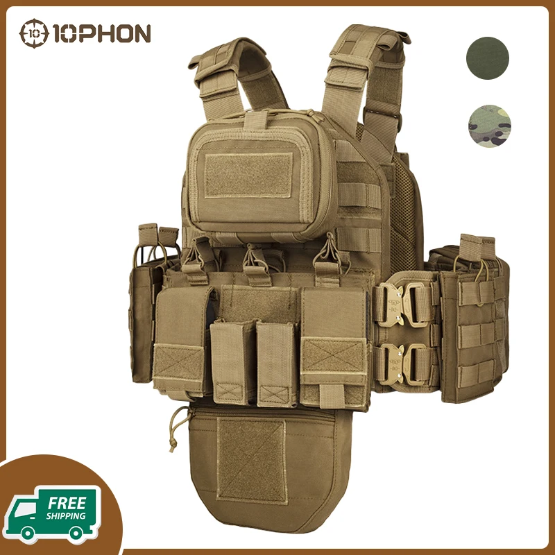 

Camouflage Hunting Vest Plate Carrier Vest Body Armor Multi-Functional Molle Waistcoat Adjustable Men Women Airsoft Equipment