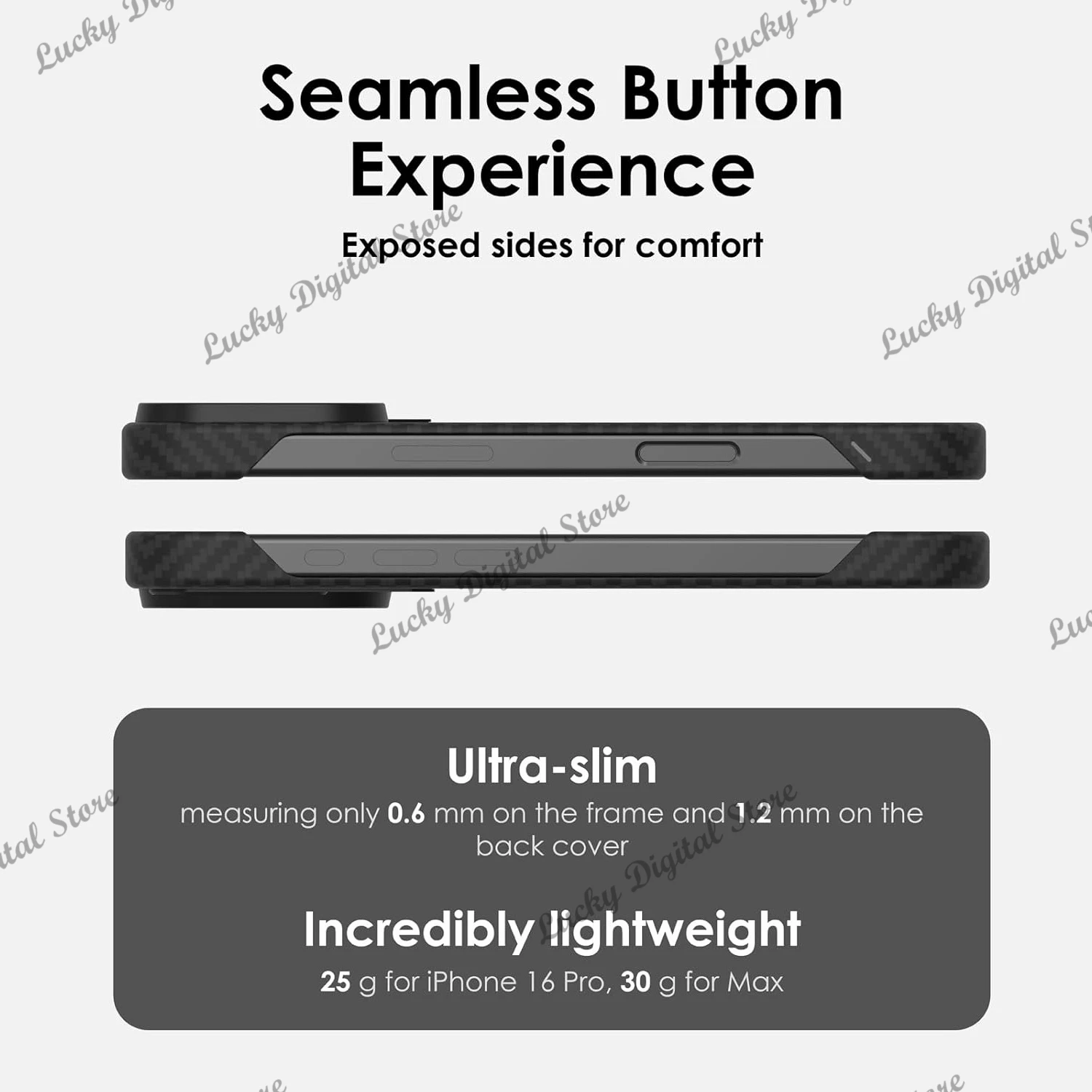 Aulumu A16 Aramid Fiber Case Ultra Slim Lightweight Real Cooling Aluminum Camera Frame Compatible with MagSafe for iPhone 16 Pro 5