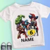Kid Marvel Avengers Personalised Birthday Girl T-shirt Summer 2 3 4 5 6 7 8 9 SuperHero Birthday Party Short Sleeve Boys Shirts 1