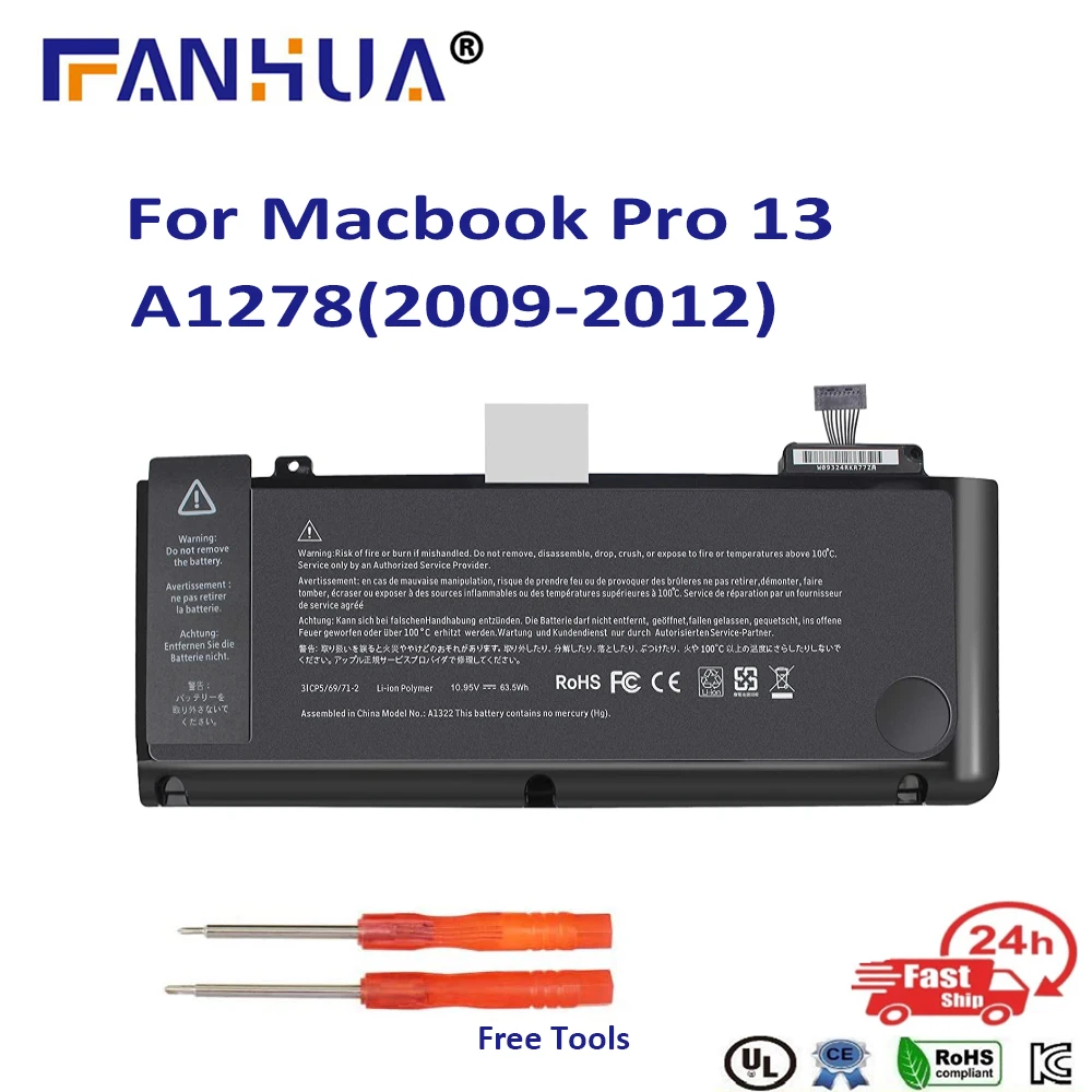 

Macbook A1322 A1278 Battery for Apple Macbook Pro 13 inch A1278 Mid 2012 2010 2009 Early 2011 Battery Free Tools Gifts