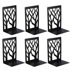 3Set Book Ends Metal Bookends for Shelves Decorative Tree Book Shelf Non Slip Book Stopper Holder for School Office Home Library