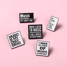 

Cool Quotes About Music Enamel Pins Need Music Everyday Brooches Bag Hat Lapel Pin Badge Men Women Jewelry Gift For Music Lover