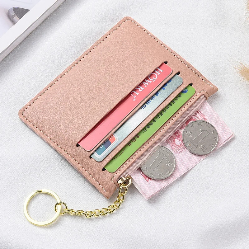 Keychain Wallet ID Card Holder Purse Key Chain With PU 