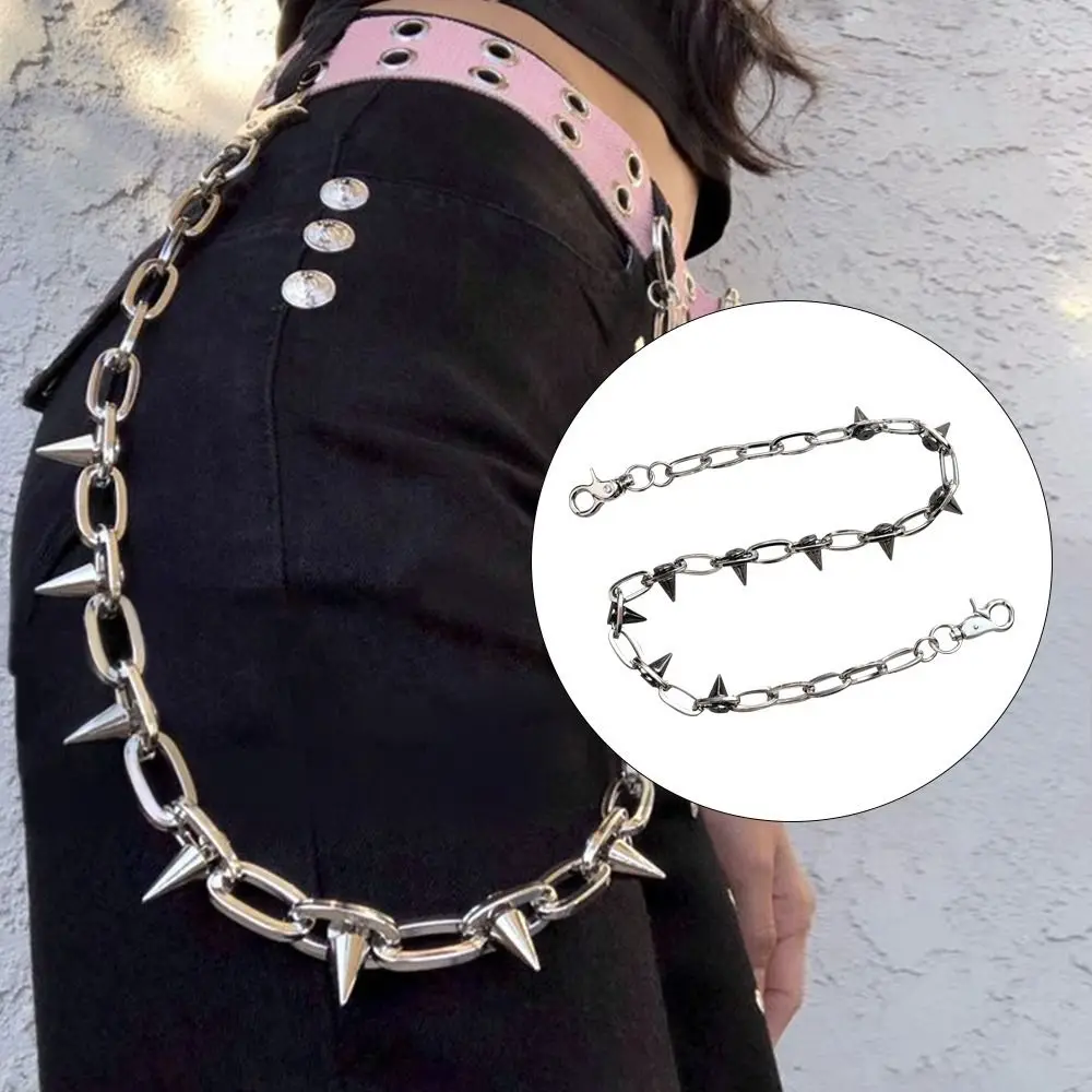 

Fashion Jeans Pants Gothic Women Girls Punk Rivet Belt Link Coil Spike Waist Chain Adjustable Strap