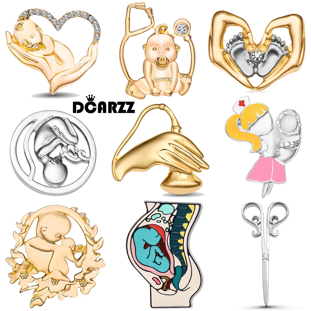 

DCARZZ Medical Obstetrics Newborn Brooch Baby Ultrasonic Sensor Midwife Jewelry Lapel Pins Badge for Doctor Nurse Gifts