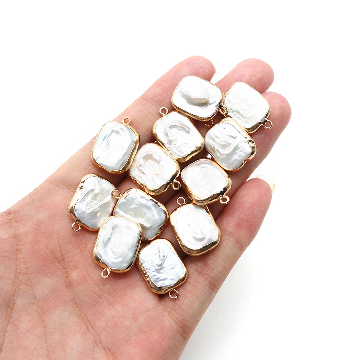 1pc Barock unregelmäßige Form Perlen natürliche Süßwasser perle Zwei-Loch-Anschluss Charms für Schmuck machen DIY Halskette Armband