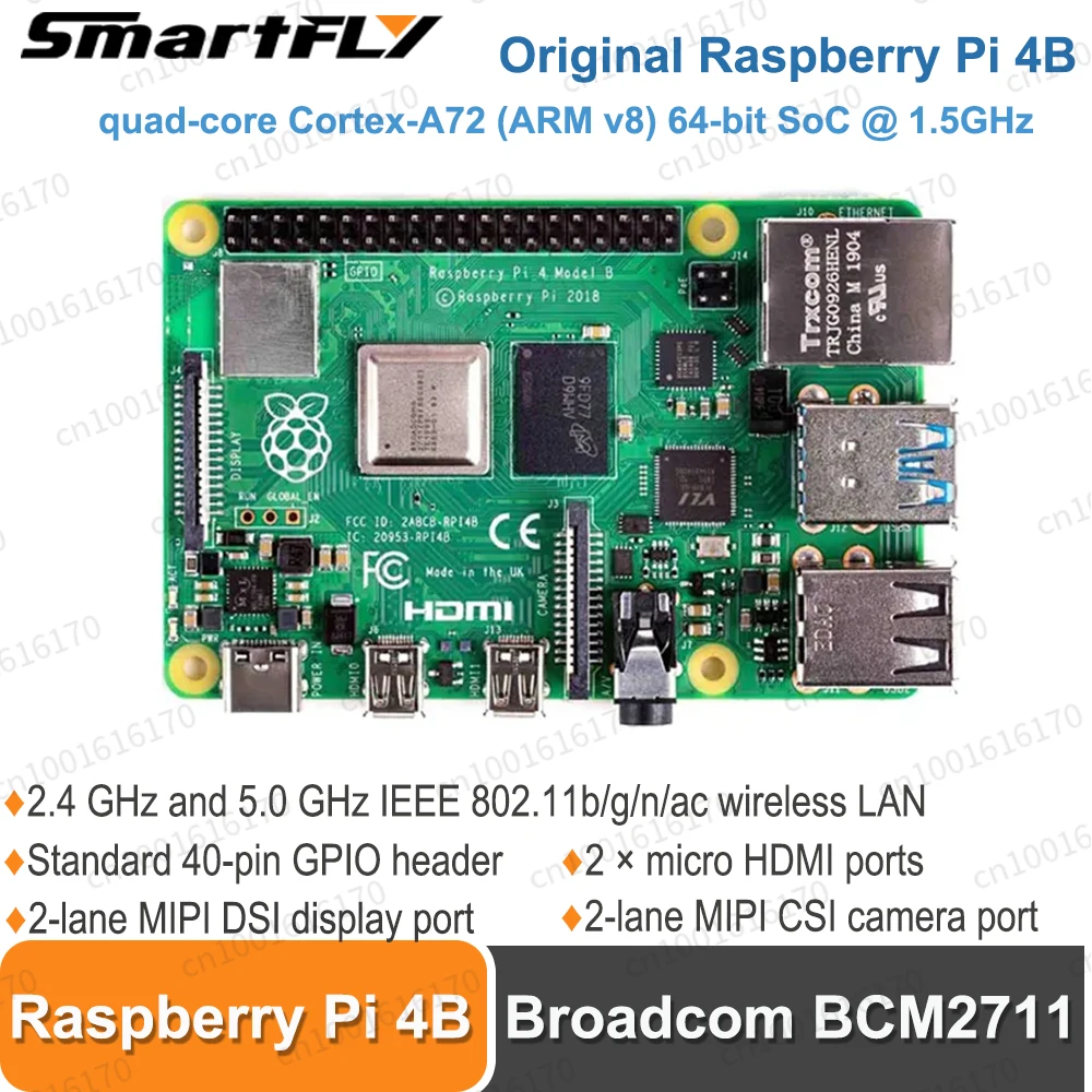 Originale Raspberry Pi 4 Modello B Dev Board 4B Kit Ram 4Gb 8Gb Core 1.5Ghz 4K Micro Hdmi Compatibile Pi4B 3 Più Veloce Di Pi 3B +