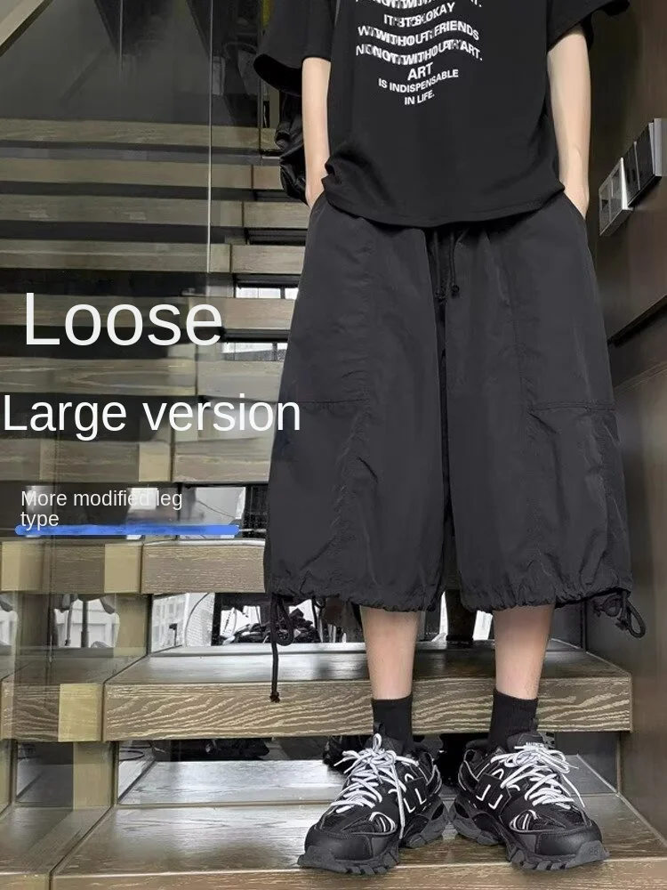 Japanese Yamamoto Style Workwear 7-crop Pants for Men's Summer