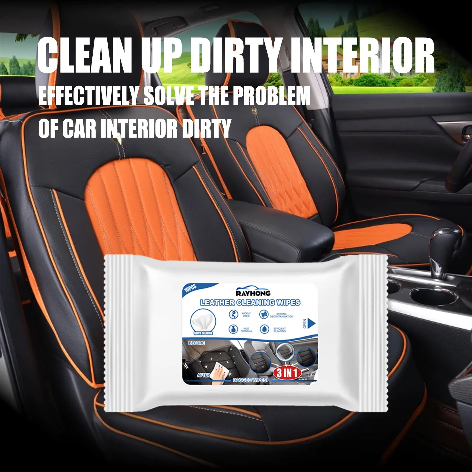 Car Cleaning Kit Interior Detailing Kit Car Upholstery Wipes Glass &  Leather Upholstery Maintenance Wipes Cleaning And