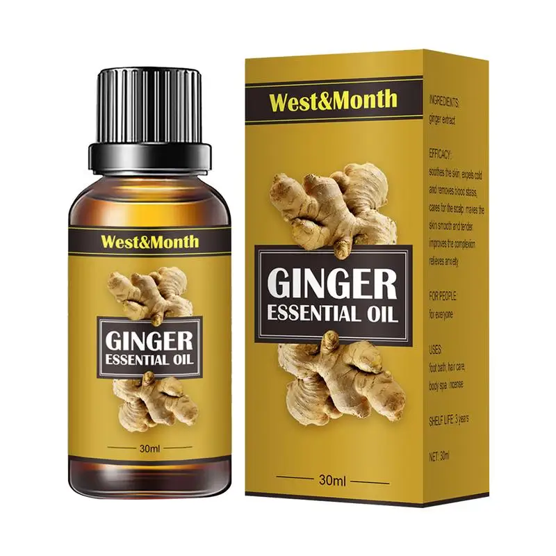 Ginger Body Relaxing Essentiaal Oil 30ml Natural Drainage Skin Soothing Stress Relief Pure Therapy Grade Ginger Oil Repel Cold