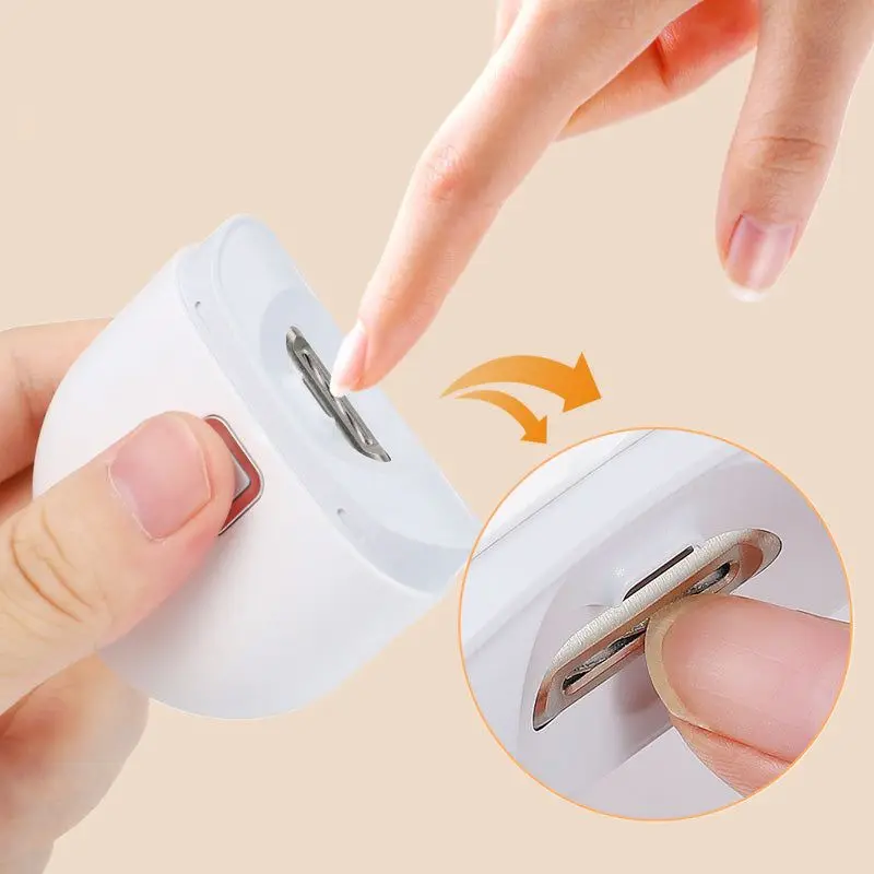 

2-in-1 Mini Electric Automatic Nail Clipper Fingernail Cutter File&light USB charging Safety Fingernail Trimmer for kid Senior