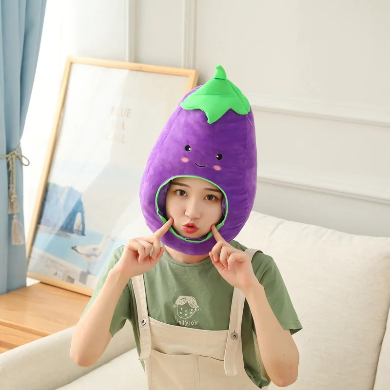 

Eggplant Head Cover Hat Photo Props Photo Props Cartoon Head Cover Plush Hat