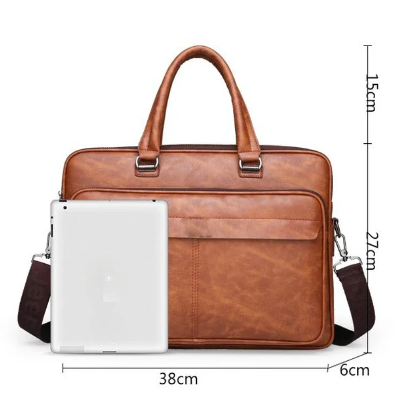 PU Leather Shoulder Bag Large Capacity Portable Casual and Waterproof Crossbody Document Bag Men Briefcase Laptop leather briefcase
