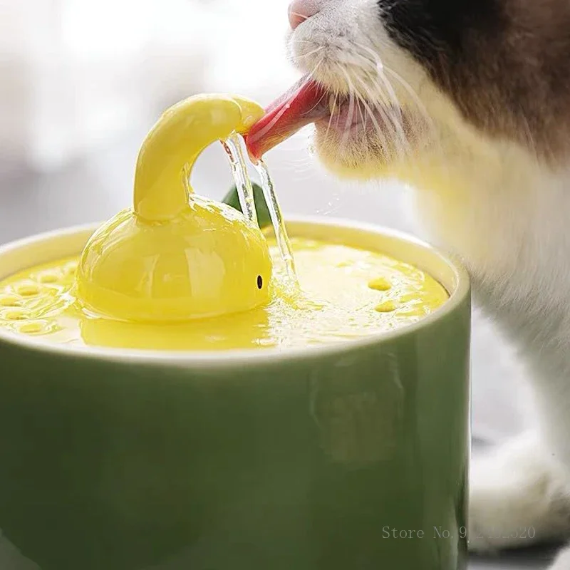 Creative Automatic Circulating Water Dispenser for Pet Food, Ceramic Flow, Silent, Rabbit Shaped Cat Bowl, Pet Supplies, 1Pc