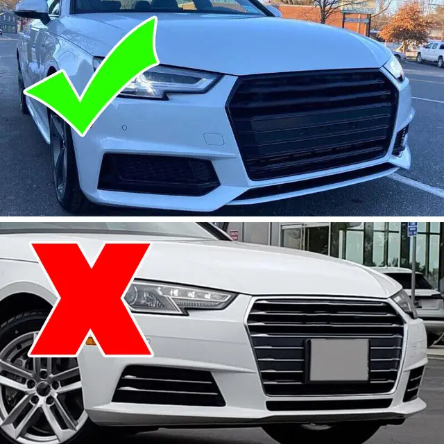 1 ペア フォグライト グリル カバー 適用: アウディ/AUDI A4 Sライン S4 セダン フォグライト オープン 吹き出し口 光沢 ブラック AL-II-1030 AL