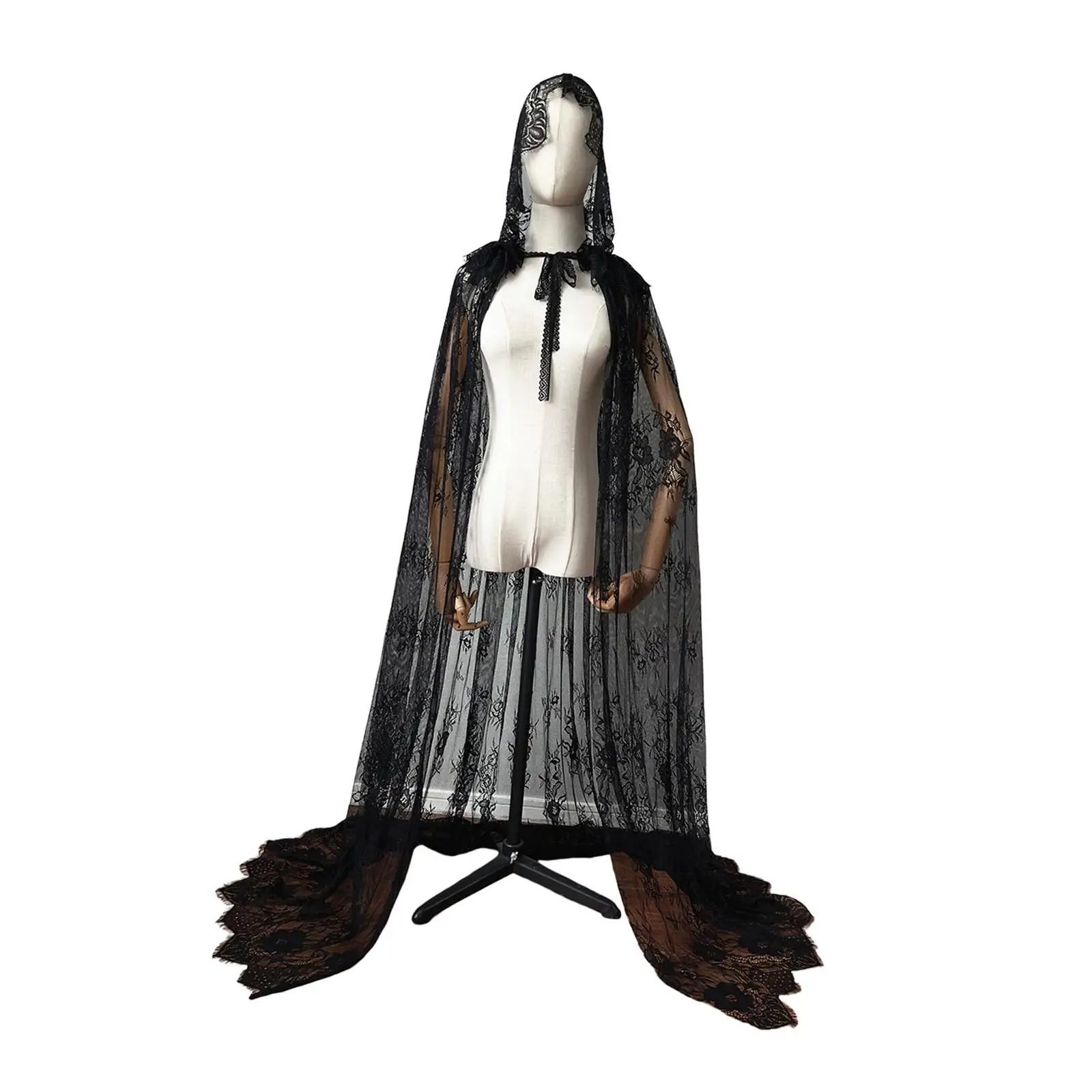 Cape Met Capuchon Lange Kanten Cape Voor Volwassen Kerst Halloween Mantel Kostuums Cape Cape Maskerade Jurk Up