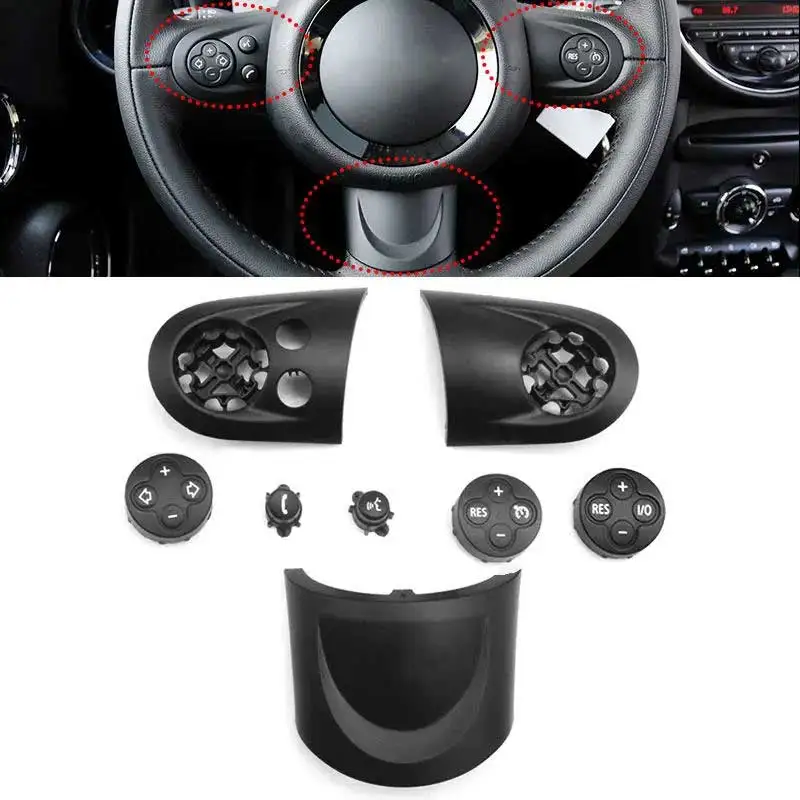 For BMW MINI Cooper R55 R56 R57 R58 R59 R60 R61 07-14 Car Steering Wheel Multifunction Cruise Control Switch Button Cover Trim