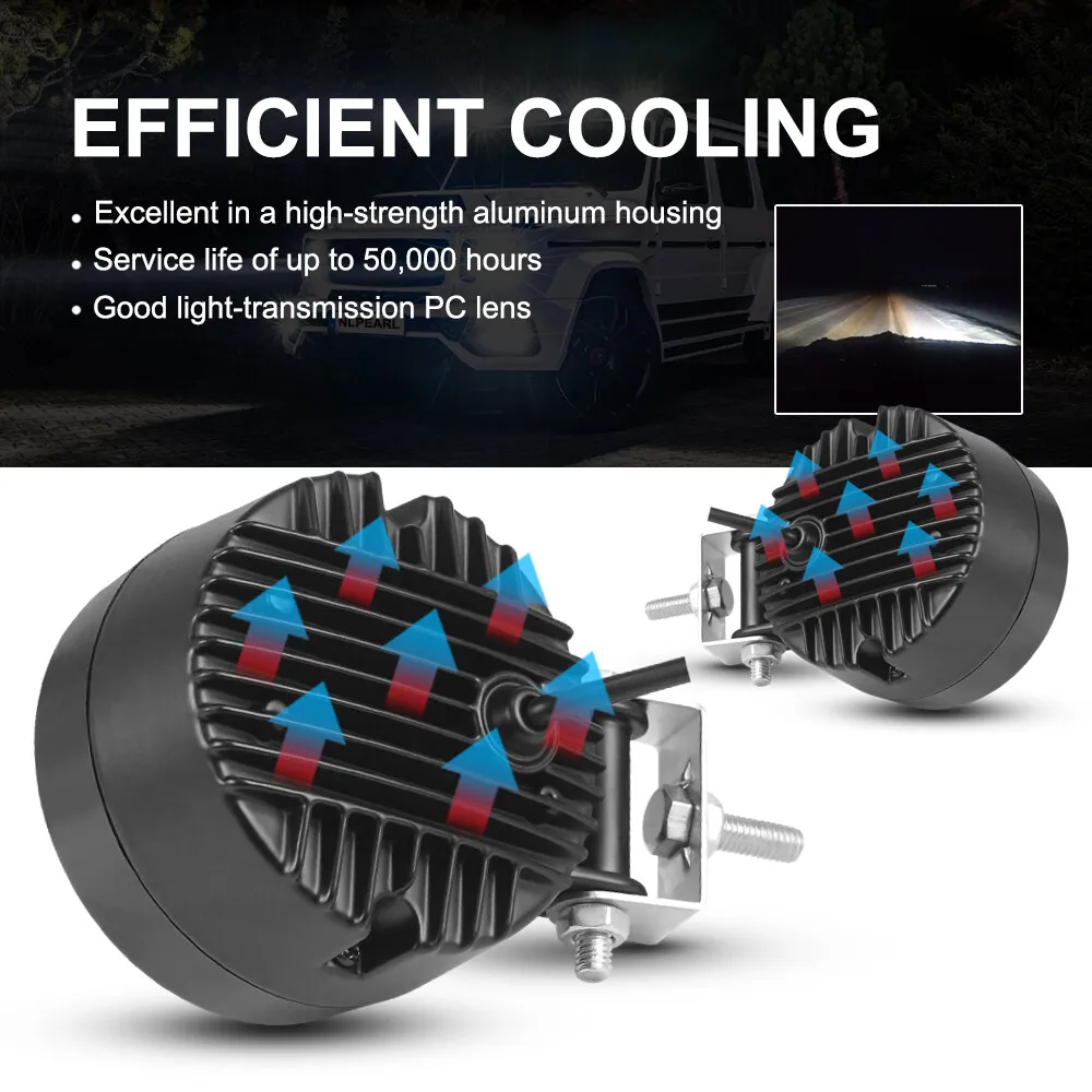 3 Inch 7D Lens LED Work Light Bar Square Car Headlight Halo For Motorcycle Jeeps ATV SUV 12V 24V Angel Eyes Driving Lights