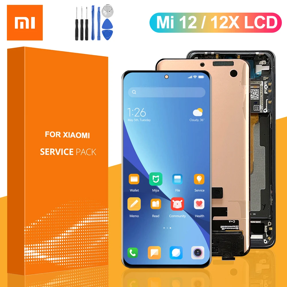 

6.28"Original Display For Xiaomi Mi12 Mi 12 LCD 1080x2400 pixels Touch Screen Digitizer Assembly Repair Parts For Xiaomi 12X LCD